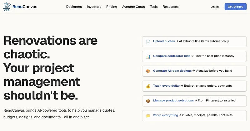 Screenshot of the RenoCanvas homepage